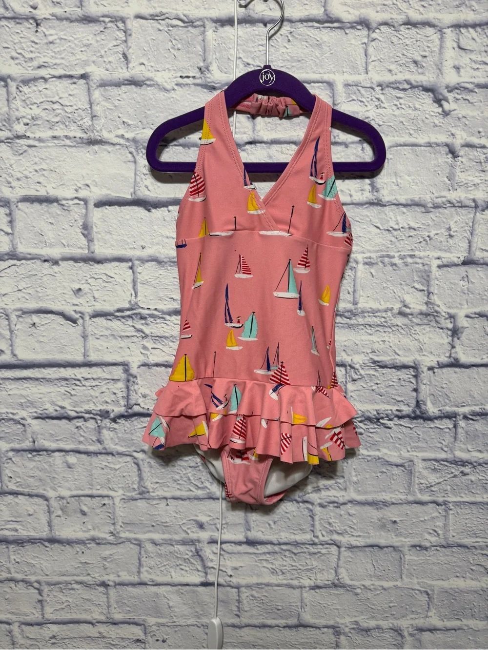 Hanna Andersson Pink Sailboat One-Piece Swimsuit - Size 120